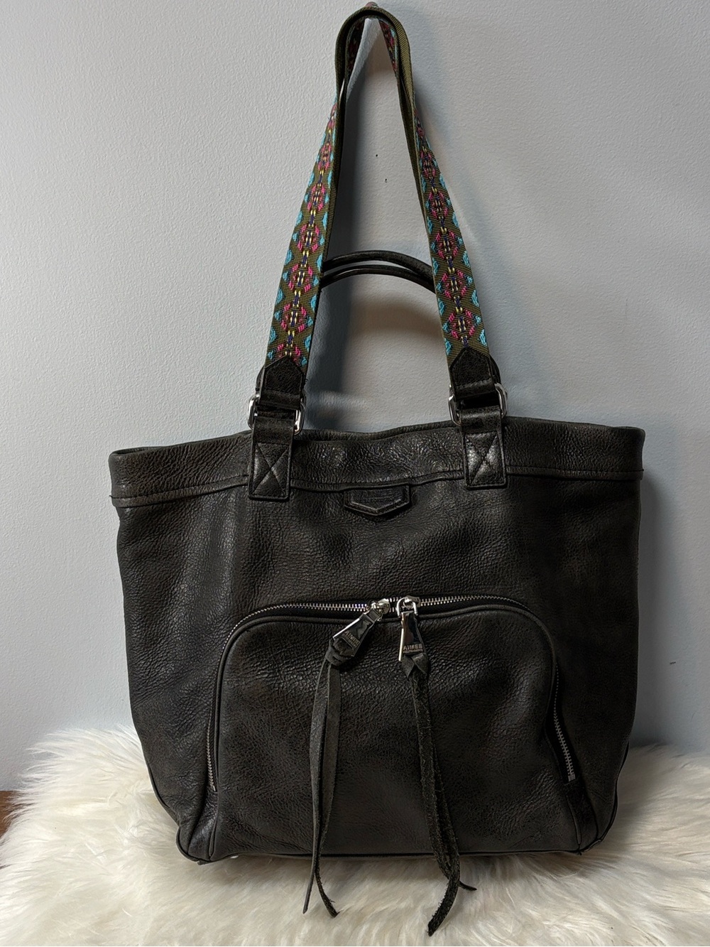 Aimee Kestenberg Black Pebbled Leather Tote